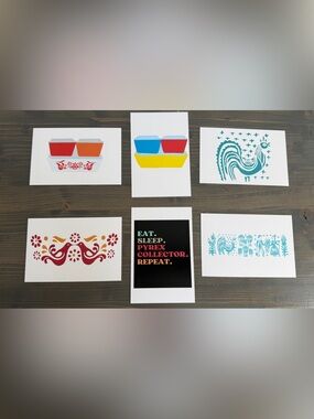 6 new high quality paper  Pyrex postcards